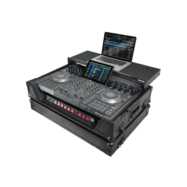 ProX ATA Flight Case for Denon PRIME 4 MK2 with Laptop Shelf & Wheels
