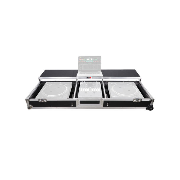 ProX XS-TMC1012WLTFSTND DJ Coffin Case for Turntables & Mixer with Laptop Shelf