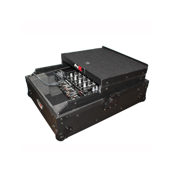 ProX XS-M12LTBL Flight Case with Laptop Shelf for 12" DJ Mixers