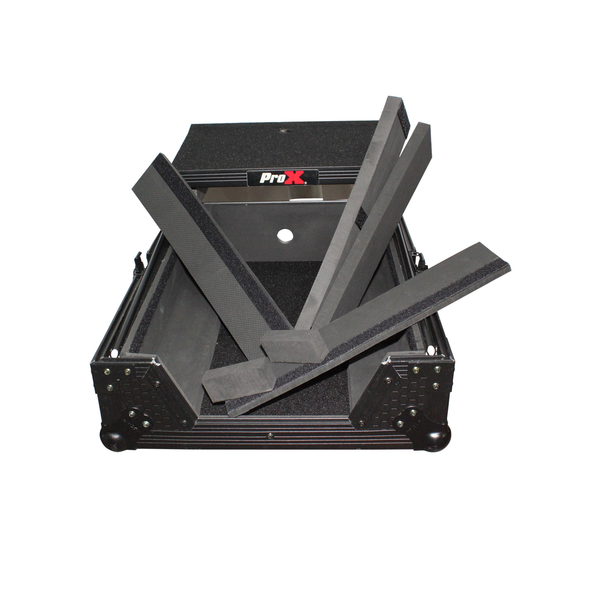 ProX XS-M12LTBL Flight Case with Laptop Shelf for 12" DJ Mixers