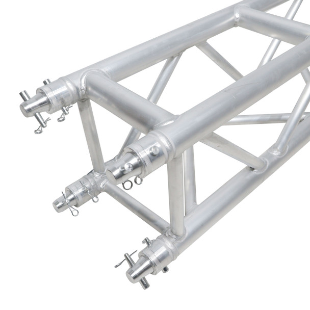 Aluminum triangular truss corner junction for stage lighting and DJ setups