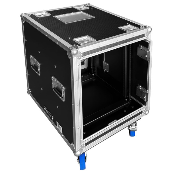  Odyssey Professional Black Industrial Board 12U Slam Rack with Casters