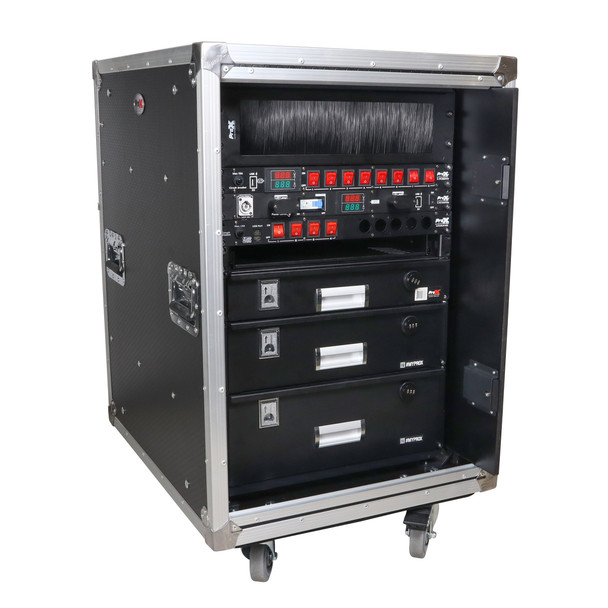 ProX 16U 24" Deep Vertical Rack to Rack Shock Mount Case with 2 Sliding Slam Doors & 4" Caster Wheels