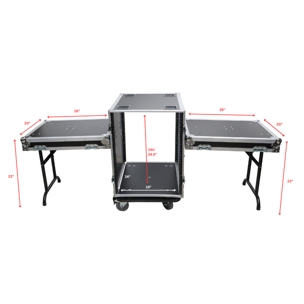 ProX 14U Space Amp Rack Mount ATA Flight Case, 24 Inch Depth W-Casters