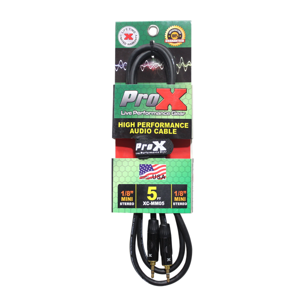 ProX XC-MM05 3.5mm Stereo Audio Cable in Retail Packaging for Professional Audio, DJ, and Mobile Device Applications