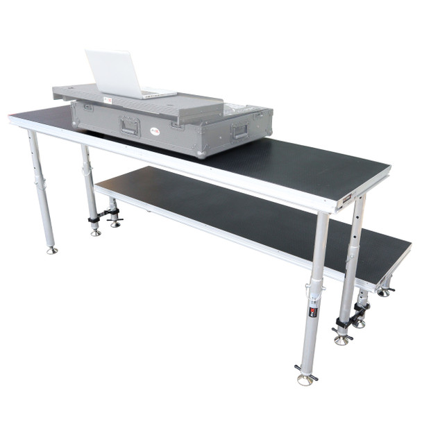 ProX StageQ 2 ft x 8 ft Stage Deck w/ 4 Adjustable 28–48 inch Legs