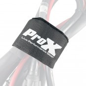 ProX XC-T20X5 reusable cable tie strap wrapped around grouped cables using adjustable hook and loop fastening.