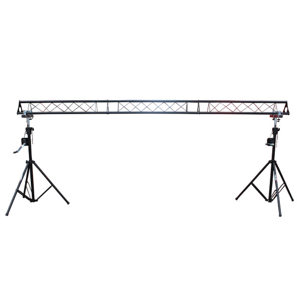 ProX 10-Feet Height Adjustable Portable Crank Lighting Stand System with included 2x T-Bars Triangle Truss for 5 Ft. 10 Ft. 15 Ft. Width