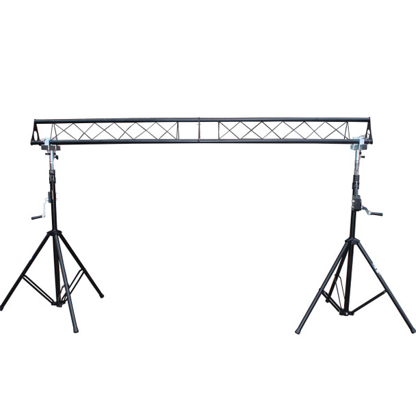 ProX 10-Feet Height Adjustable Portable Crank Lighting Stand System with included 2x T-Bars Triangle Truss for 5 Ft. 10 Ft. 15 Ft. Width