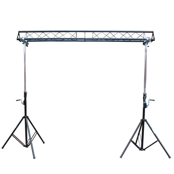 ProX 10-Feet Height Adjustable Portable Crank Lighting Stand System with included 2x T-Bars Triangle Truss for 5 Ft. 10 Ft. 15 Ft. Width