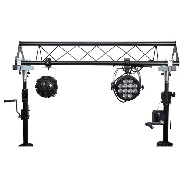 ProX 10-Feet Height Adjustable Portable Crank Lighting Stand System with included 2x T-Bars Triangle Truss for 5 Ft. 10 Ft. 15 Ft. Width