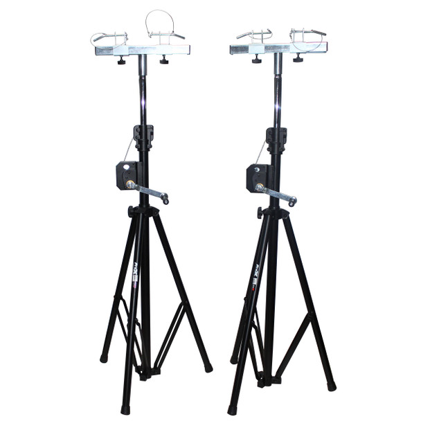 ProX 10-Feet Height Adjustable Portable Crank Lighting Stand System with included 2x T-Bars Triangle Truss for 5 Ft. 10 Ft. 15 Ft. Width