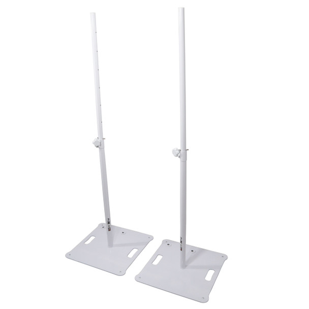 ProX POLARIS Portable Speaker and Lighting Pair Stand Kit with Base Plate, Telescoping Pole, and Carry Bags - White Finish