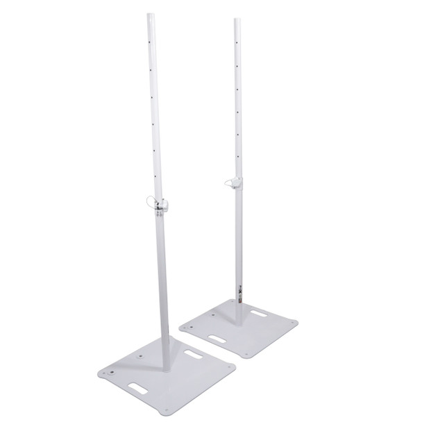 ProX POLARIS Portable Speaker and Lighting Pair Stand Kit with Base Plate, Telescoping Pole, and Carry Bags - White Finish
