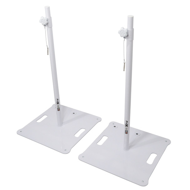 ProX POLARIS Portable Speaker and Lighting Pair Stand Kit with Base Plate, Telescoping Pole, and Carry Bags - White Finish