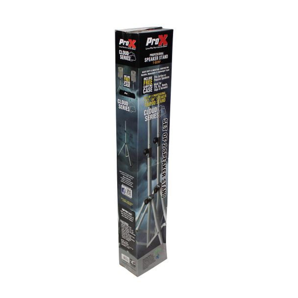 ProX White Heavy-Duty All Metal Speaker Tripod Stand Set of 2, 4-7 Ft. (44"-84") Cloud Series