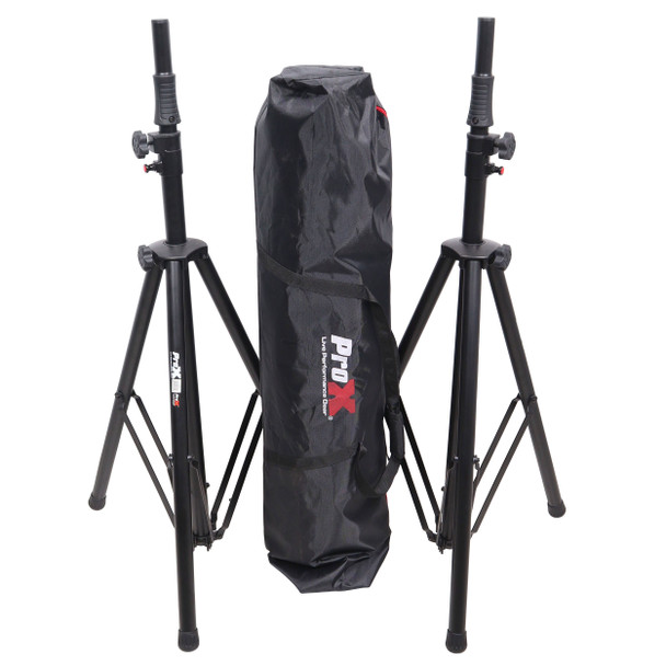 ProX Set of 2 Pro Air-Powered tripod Speaker stand in Black w/ Carry Bag