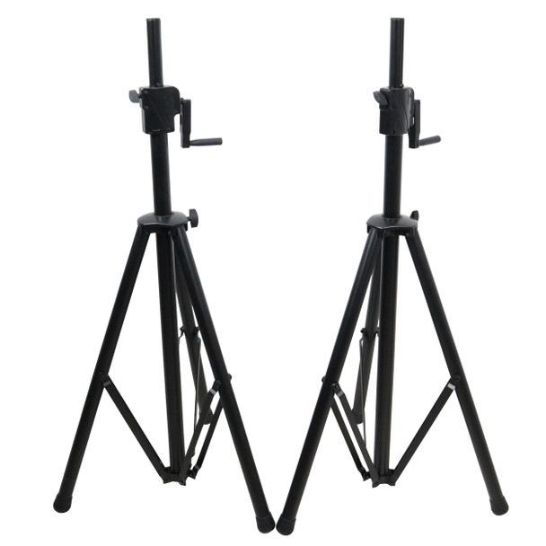 ProX 6 Ft. Twin Pack Professional Telescoping Crank Speaker Stand Set with Carrying Bag Black Finish