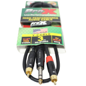 ProX XC-SYR03 3ft RCA to TRS Stereo Cable with Dual RCA Connectors and 1/4 Inch TRS Plug for Audio Routing Applications