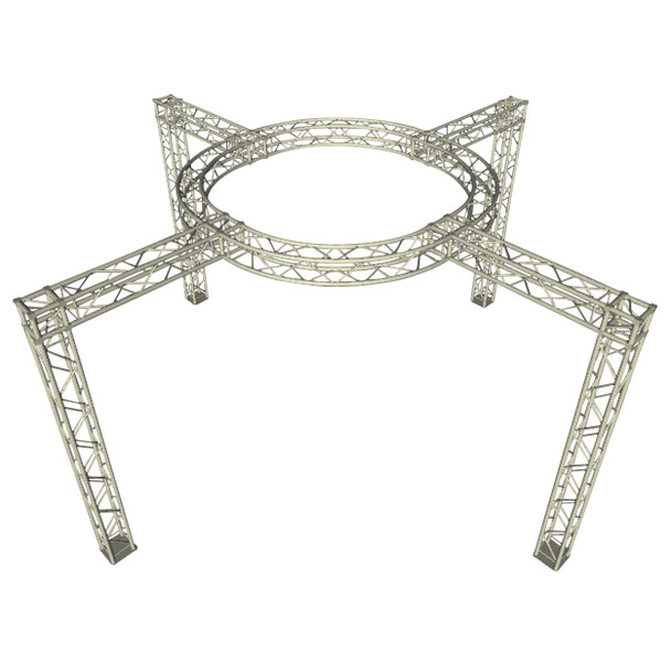 ProX circular trade show truss display frame with aluminum support legs for exhibitions, kiosks, retail spaces, and event production