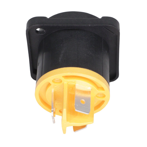 ProX XC-SAC3MPX panel mount power connector showing rear wiring terminals and locking assembly
