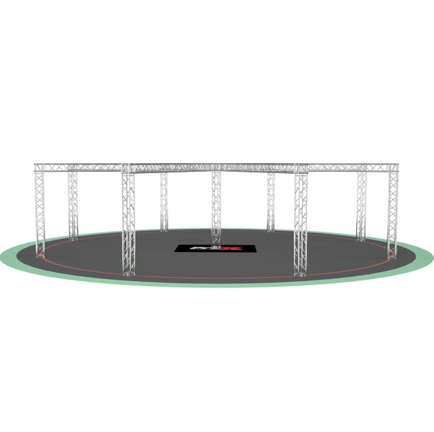 ProX circular F34 truss display platform with perimeter aluminum truss design for trade shows, exhibits, product displays, and event activations