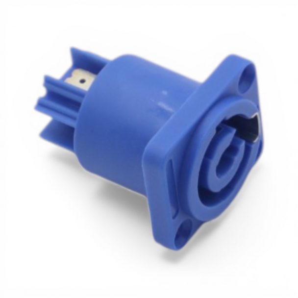ProX blue locking AC panel mount connector for touring, rental, and live event power distribution