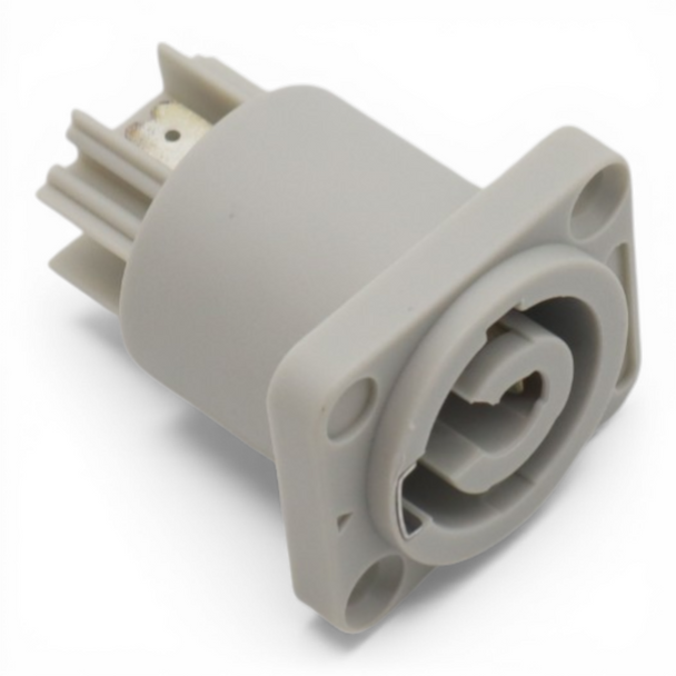 ProX gray 3-pole panel mount power connector for touring, staging, rental, and live event power distribution