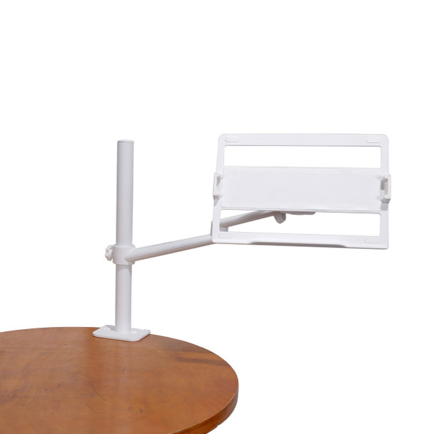 ProX White Adjustable Arm Mount Mount Stand For 12-17" Laptop,VESA 75X75 and 100X100 fit 17-32" Monitor, For DJ Flight Case/Table