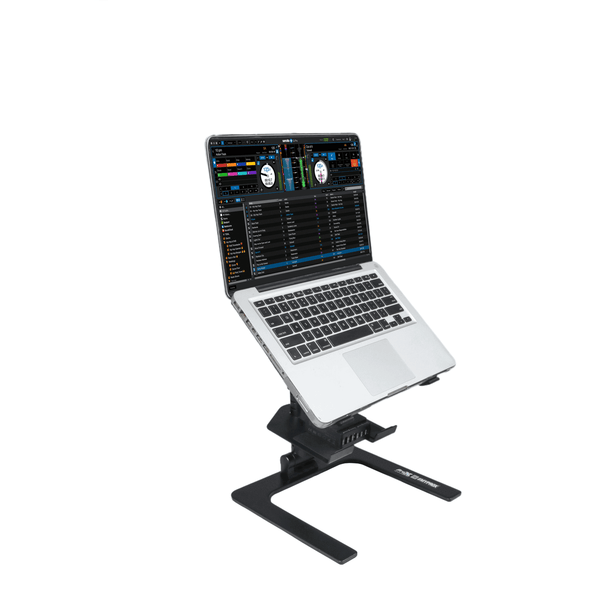 ProX IBIS Folding DJ Laptop Stand with Adjustable Height Accessory Tray and Carrying Bag in Black