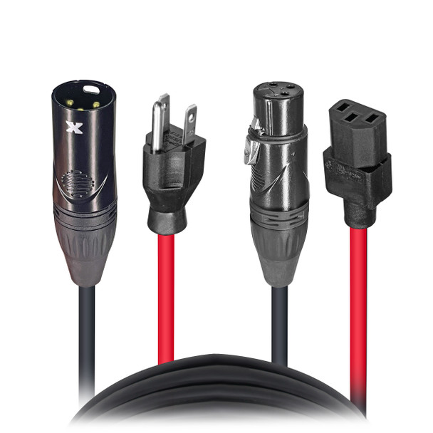 ProX XC-XLREC25 25ft XLR audio and Edison to IEC power combo cable for powered speakers, DJs, and PA systems