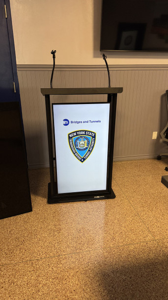 ProX Maestro Multi-Media Lectern Podium For LED Flatscreen TVs up to 32" with 2 Gooseneck Mic Stands White Finish