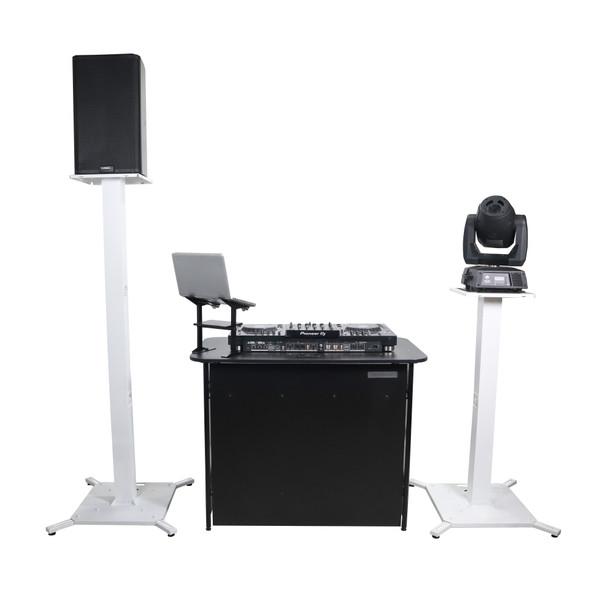 ProX Pair of White Moving Head or Lighting Speaker Totem DJ Stand with Carrying Bags by Humpter