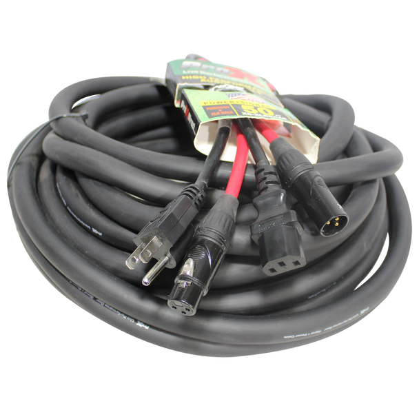 ProX XC-XLREC50 balanced XLR audio and AC power cable designed to reduce cable clutter in live sound and event production systems