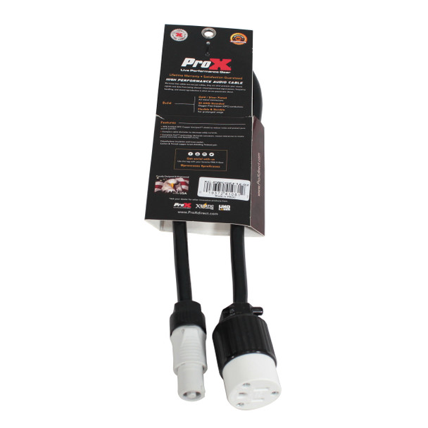 ProX XC-PWCGEF12-02 12AWG power adapter cable packaging displaying specifications, features, and connector compatibility information