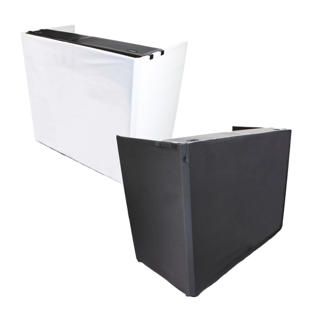 ProX MESA MEDIA MK2 DJ Facade Table Workstation Includes TV Bracket Mount White & Black Scrims and Carry Bag