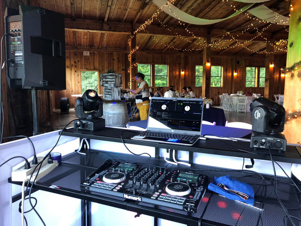 ProX MESA MEDIA MK2 DJ Facade Table Workstation Includes TV Bracket Mount White & Black Scrims and Carry Bag