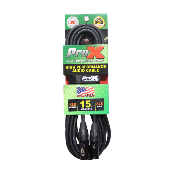 ProX 15FT Mic Cable XLR-F to XLR-M