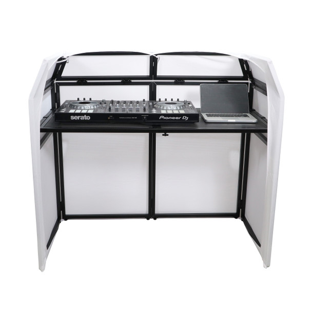ProX Mesa MK2 DJ Facade Table Station Includes White & Black Scrims and Padded Carry Bag