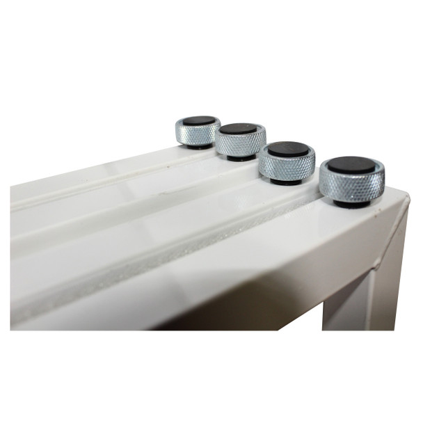 ProX Four Panel Wedding White Frame Collapse and Go DJ Facade, Two Side corner Shelves, Carry Bag, 4xBlack and 4xWhite Scrims