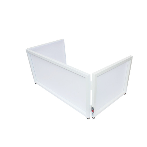 ProX White Frame 6 Ft. foldable 4 Panel Tabletop DJ Facade Front Board booth with Black and White Scrims and poratble bag