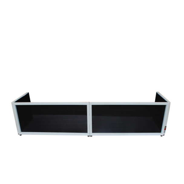 ProX White Frame 6 Ft. foldable 4 Panel Tabletop DJ Facade Front Board booth with Black and White Scrims and poratble bag