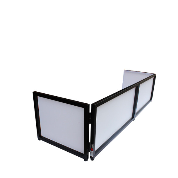 ProX Black Frame 6 Ft. foldable 4 Panel Tabletop DJ Facade Front Board booth with Black and White Scrims and poratble bag