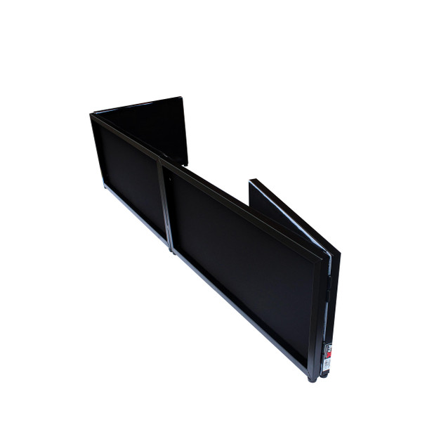 ProX Black Frame 6 Ft. foldable 4 Panel Tabletop DJ Facade Front Board booth with Black and White Scrims and poratble bag