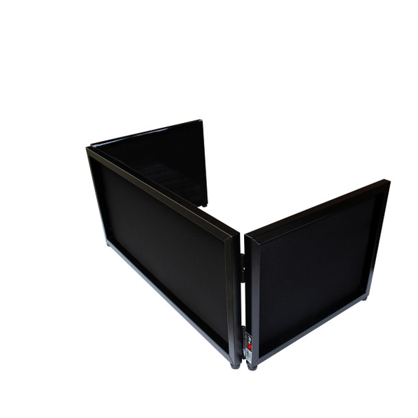 ProX Black Frame 6 Ft. foldable 4 Panel Tabletop DJ Facade Front Board booth with Black and White Scrims and poratble bag