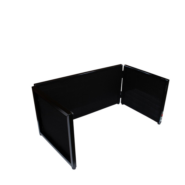 ProX Black Frame 6 Ft. foldable 4 Panel Tabletop DJ Facade Front Board booth with Black and White Scrims and poratble bag