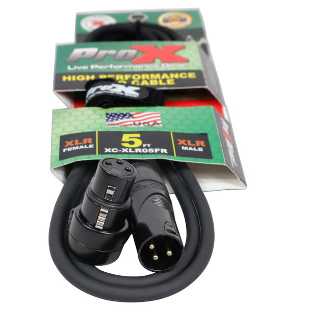 ProX 5FT Mic Cable XLR-F Right Angle to XLR-M