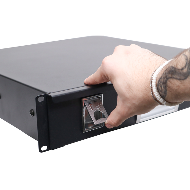 2U Metal Rack Drawer 18"D W/ Wireless Mic Foams