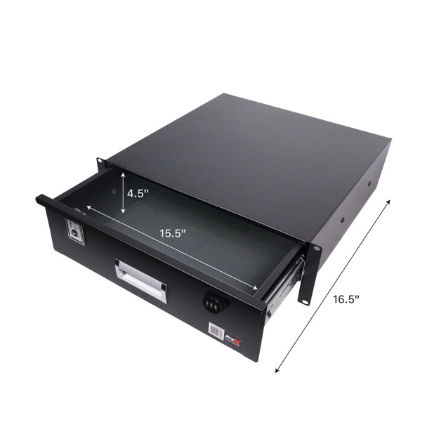 ProX 3U Rack Space 18" Depth Rack Mount Drawer for Audio, DJ, and IT Server rack cases.