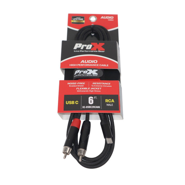 ProX 6FT USB-C to Dual RCA